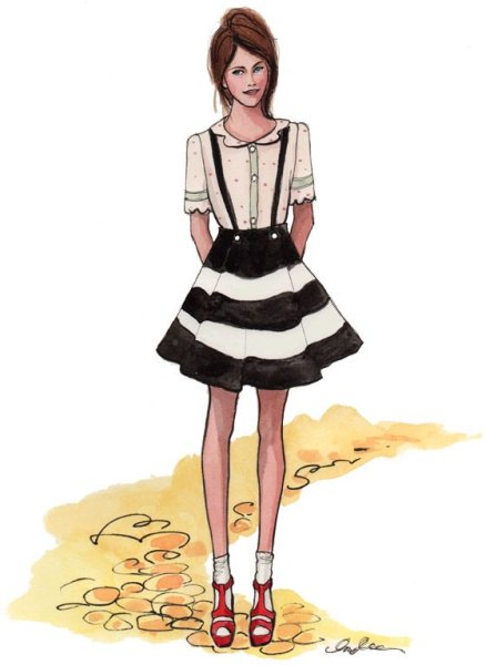 Иллюстрация девушка модная с волосами