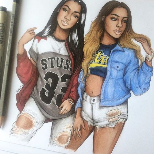 Лучшие подруги нарисованные