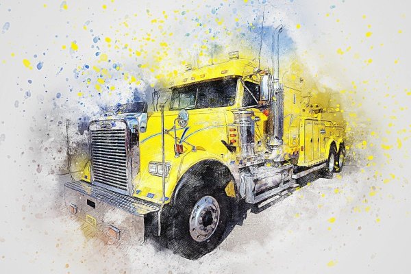 Грузовик акварель