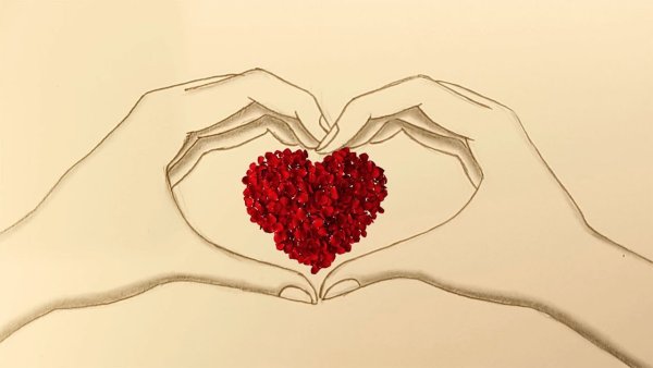 Рисунки карандашом сердце в руках