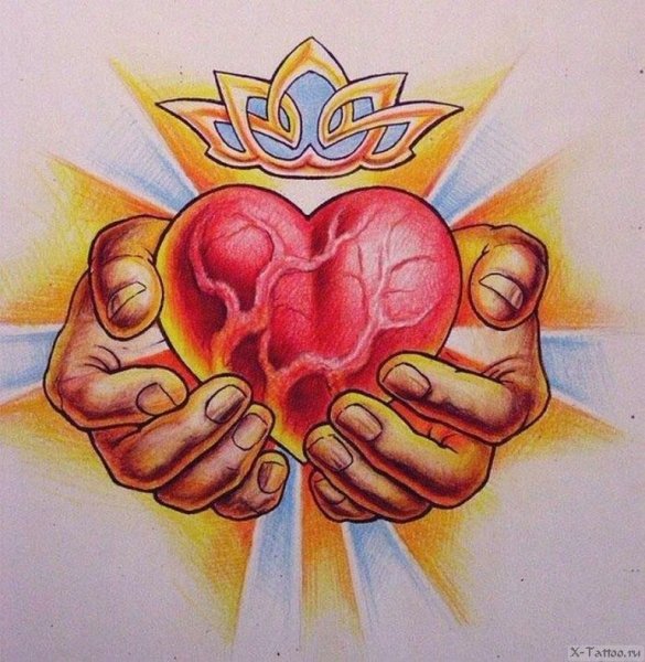 Сердце в ладонях эскиз