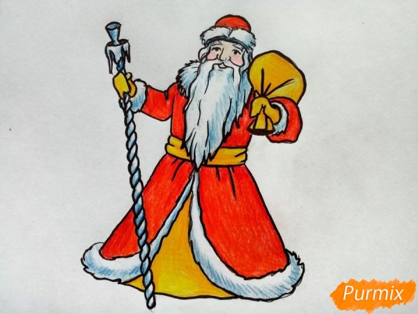 Маленький дед Мороз рисунок для срисовки