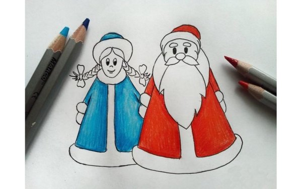 Рисование Деда Мороза и Снегурочки