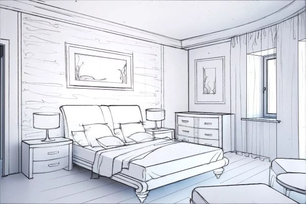 Эскиз интерьера комнаты