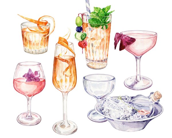 Коктейль акварель