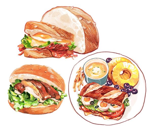 Нарисованная еда и напитки