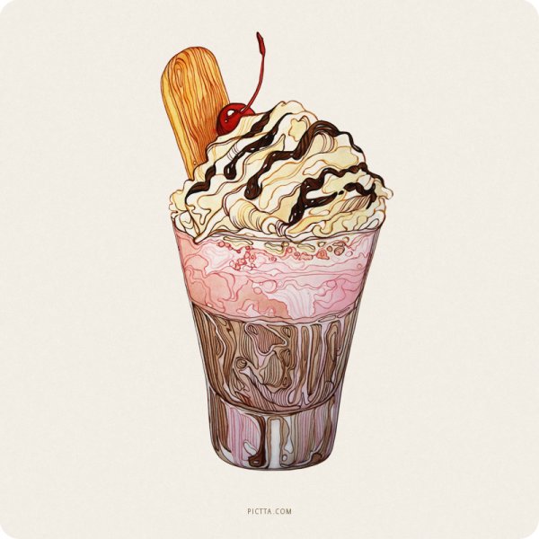 Скетчинг акварелью мороженое