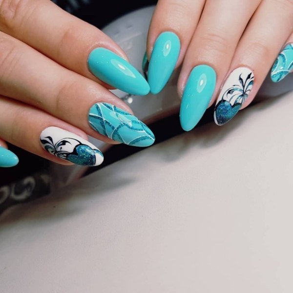 Дизайн ногтей бирюзовый