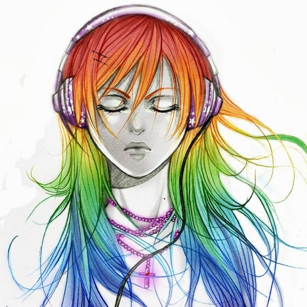 Девочка с радужными волосами