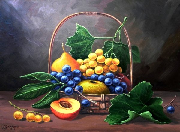 Натюрморт с фруктами карандашом