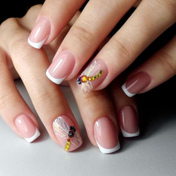 Осенний френч на ногтях