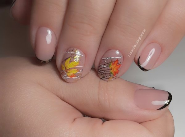 Осенние узоры на ногтях