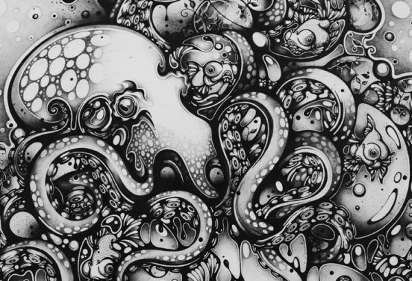 Графика девушка черно белая