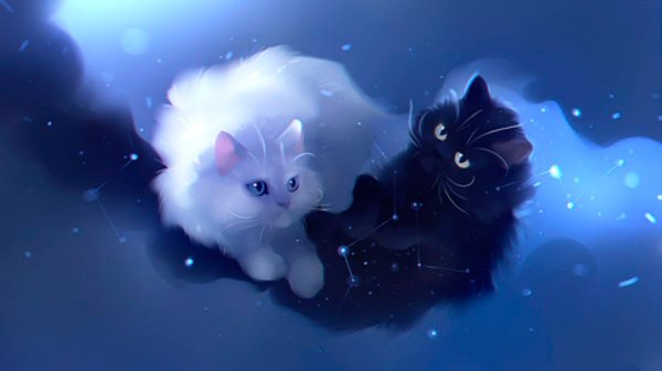 Белая кошка аниме