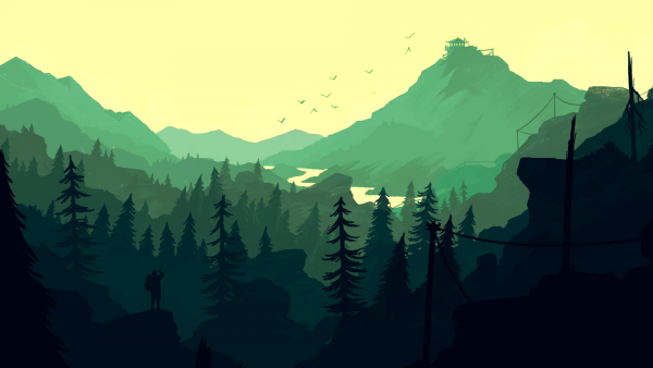 Firewatch лес река горы