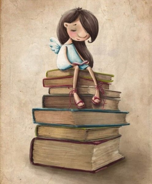 Нарисованная девушка с книгой