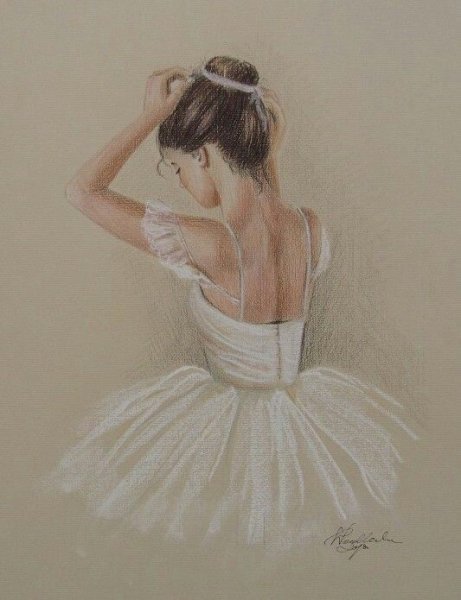 Рисованная девушка со спины