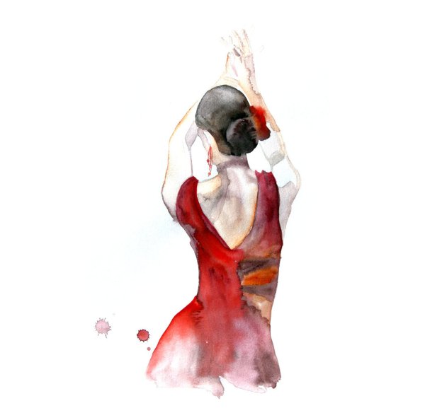 Рисованная девушка со спины