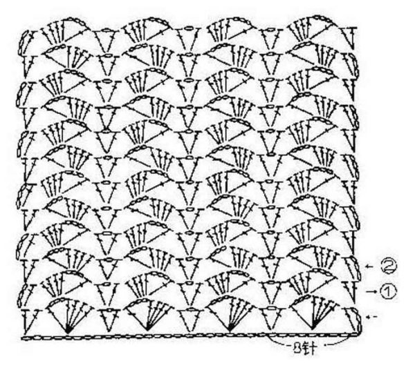 Узор крючком для шарфа ажурный