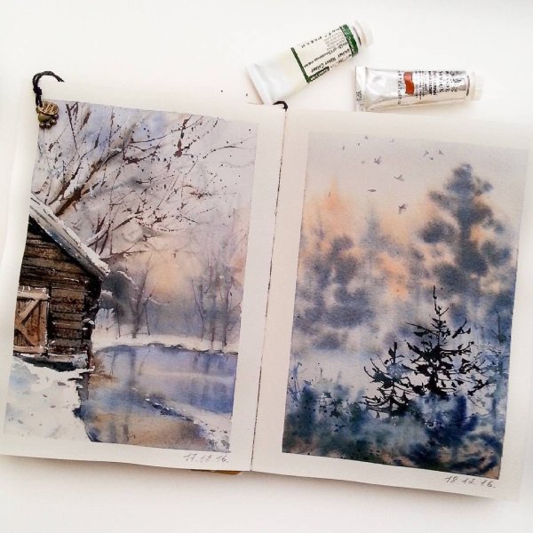 Новогодние рисунки для скетчбука