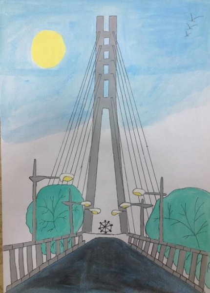 Мост влюбленных Тюмень рисунок