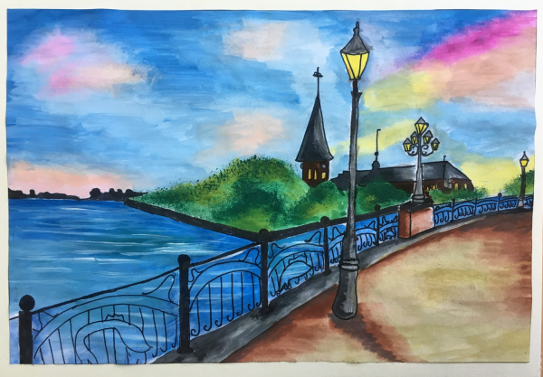 Достопримечательности Тюмени акварель