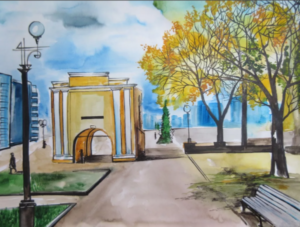 Чкаловская лестница Нижний Новгород рисунок