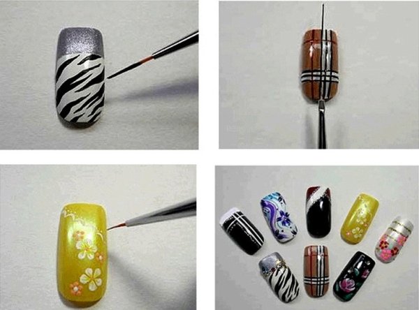 Простые узоры на ногтях кисточкой