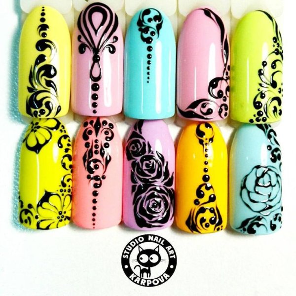 Вензеля на ногтях гель лаком