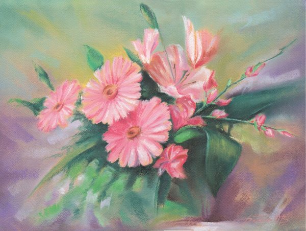 Цветы пастелью