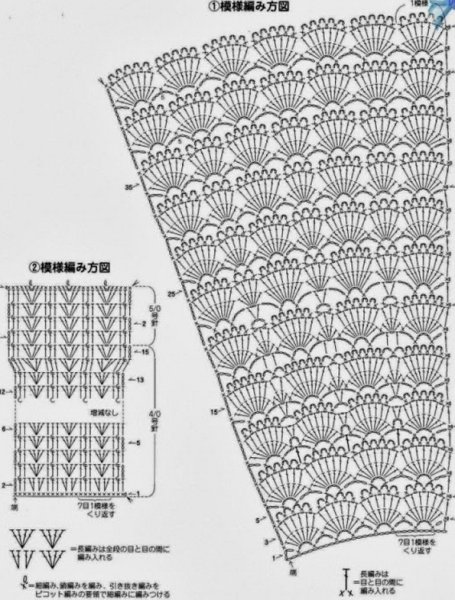 Узор веера крючком схема с описанием