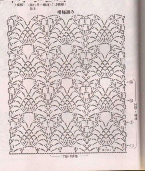 Юбка узором ананас крючком схема