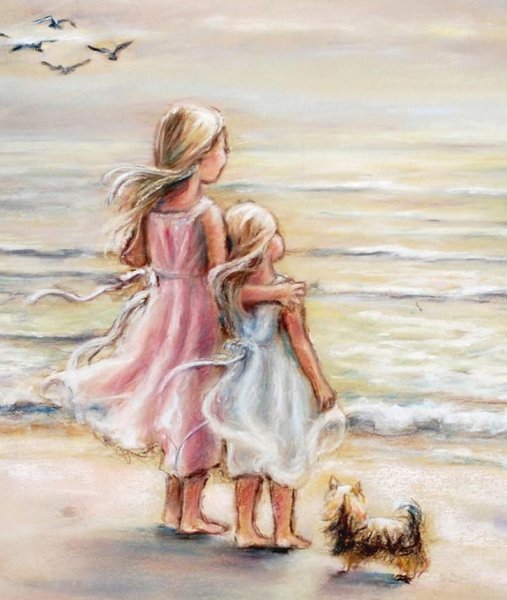 Семья на пляже рисунок