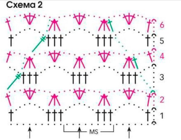 Ажурный узор крючком для майки