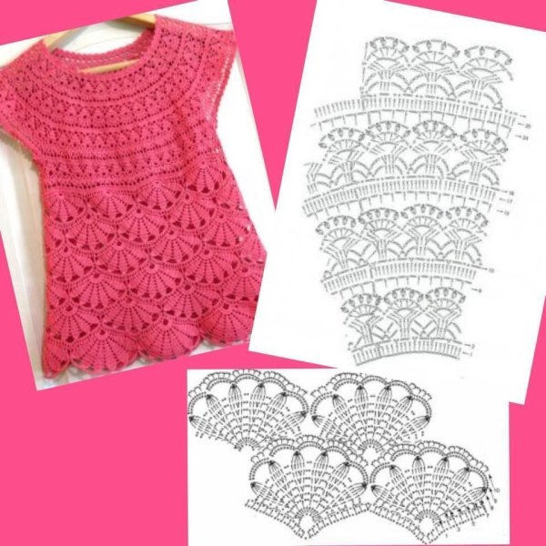 Схема вязания крючком топа для девочки