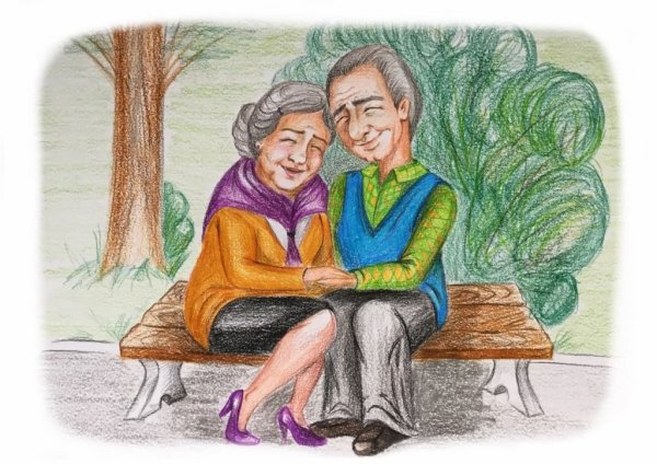 Бабушка и дедушка рисунок