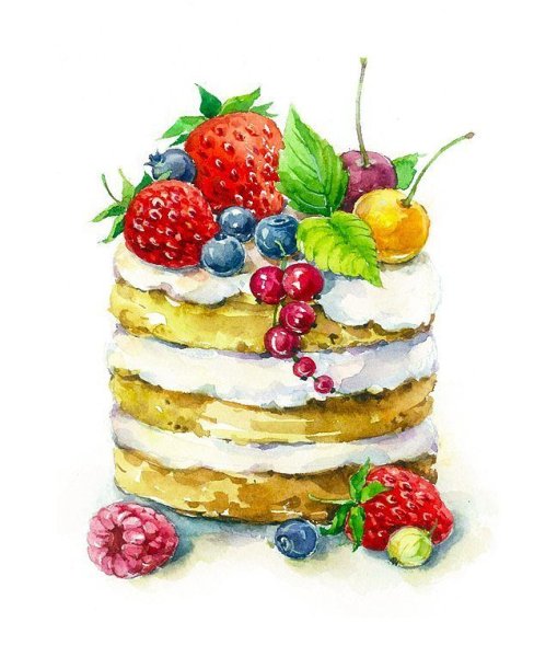 Торт акварель