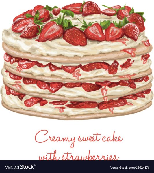 Нарисовать клубнику на торте