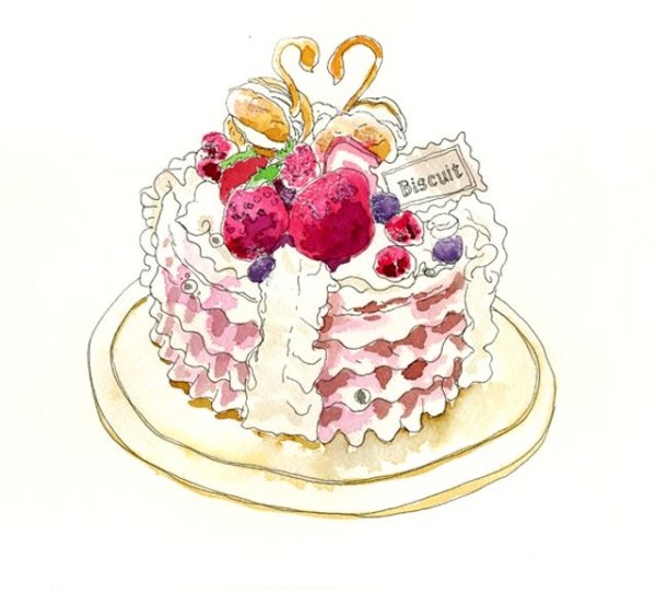 Тортик рисунок акварелью