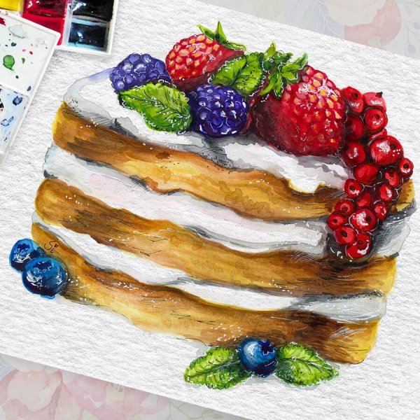 Акварельный тортик