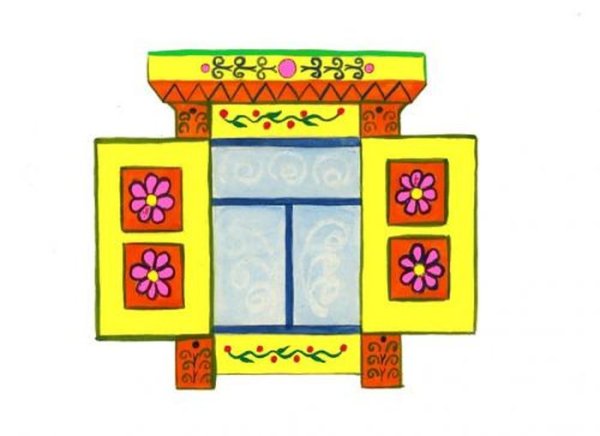 Окошки для домика теремка рисование