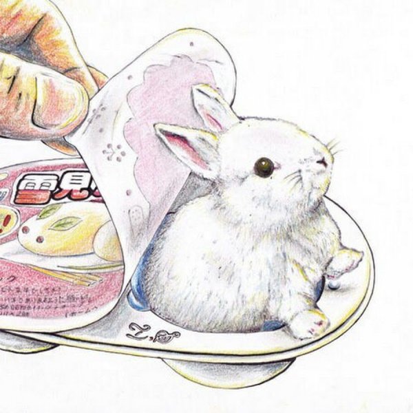 Рисунки миленьких зайчиков в еде