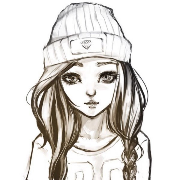 Девушка карандашом