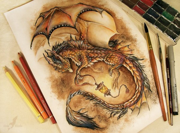 Дракон карандашом