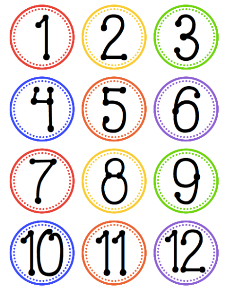 Цифры для детей в кружочках