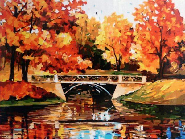 Художник Леонид Афремов осенний мостик