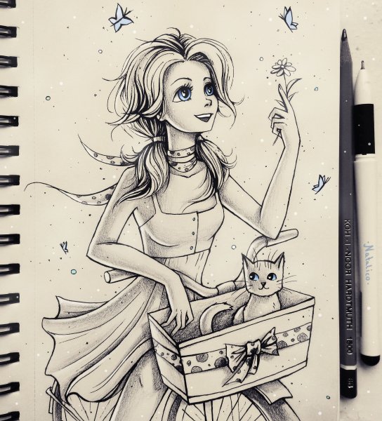 Рисунки для скетчбука девушки легко