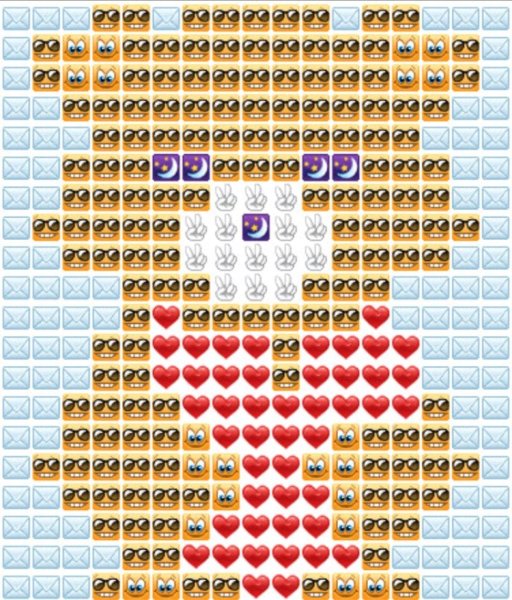Сердце из смайликов сердечек
