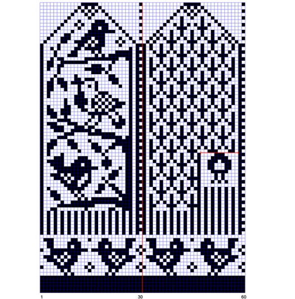 Варежки с листочками жаккард