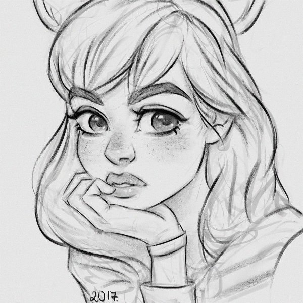 Рисунки девушек карандашом в стиле арт